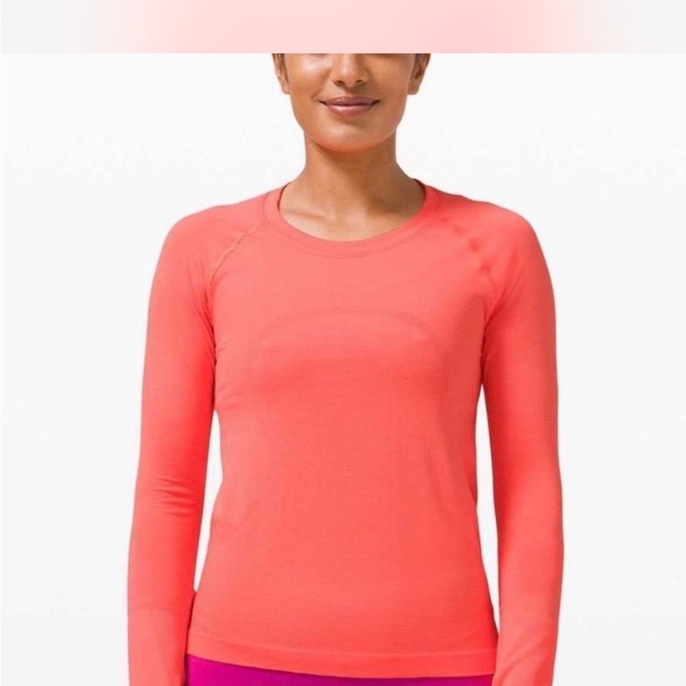 Lululemon Athletica Orange Fitted Long Sleeve Tee